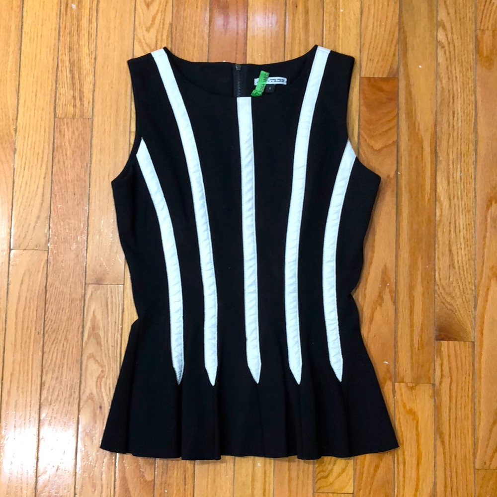 Leather Black & White Peplum Top
